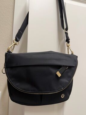 lululemon athletica Black Crossbody with Gold Hardware Accent